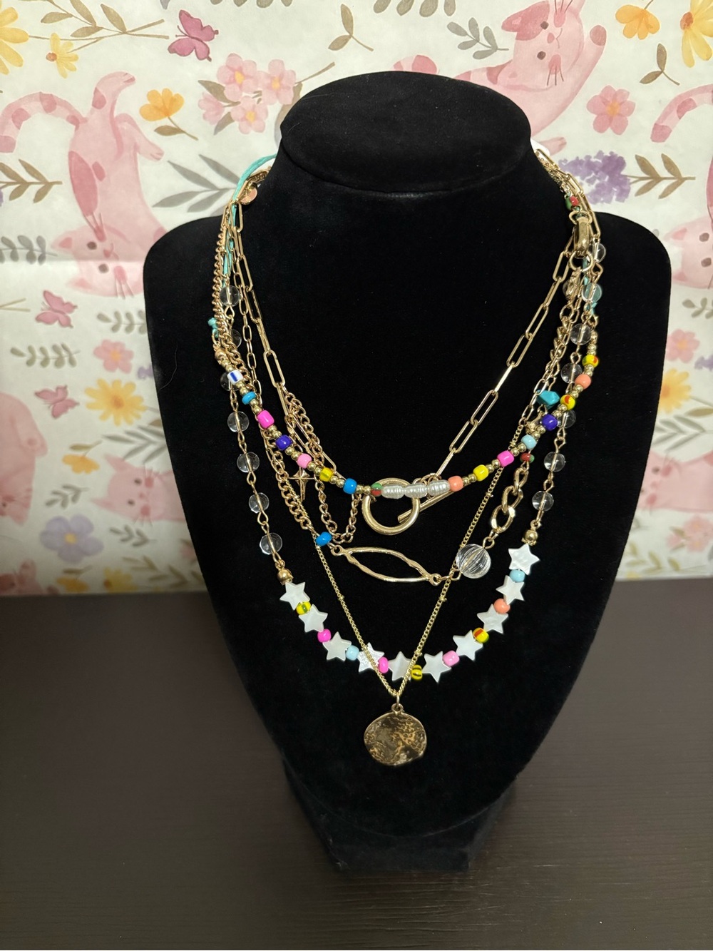 Free People Starry layered necklace beads and charms. New with tags